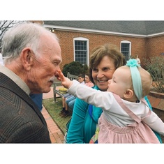 Easter 2018- Hallie grabbing Papa’s nose!
