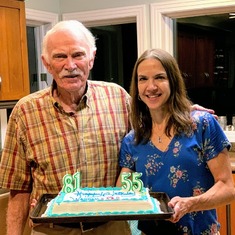 Celebrating Warren's 81st birthday with Sharon Knowles (the night before he got sick)