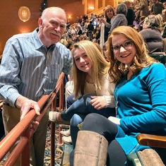 Papa with granddaughters Lindsay and Rachel at the Hippodrome to see "Wicked" (March 2020)