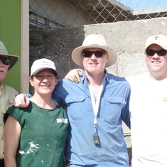 Warren, Jennifer, Mark and Steve helping to build a house in Mexico