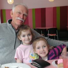 Tea at the American Girl Doll Store with granddaughters, Mackenzie and Morgan