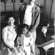 1943 (Gila River internment camp, AZ): Claire, Warren, Henry Minami