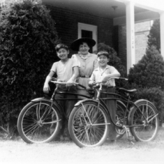 1950 (Washington, DC): Warren, Claire, Wayne with the boys' new bikes