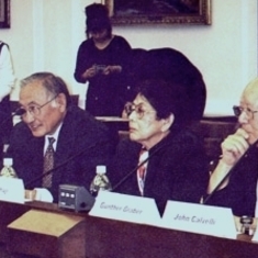 2003 (Washington, DC): Warren, Jean Kariya, Joe Ichiuji speaking on panel at the House of Representatives.