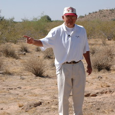 2006 (Gila River internment camp, AZ): Warren pointing out things he remembered about the camp and where his family lived. 