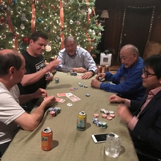 2018 (Potomac, MD): Doug, Aaron Whittier, Denny, Warren and Weston playing poker.