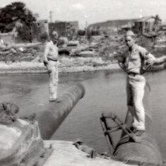 Standing on a tank (Wayne on the right)