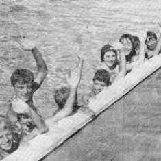 Children and friends in the family pool at 507 E. Klug. Photo from Norfolk Daily News.