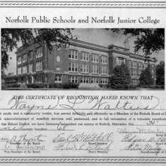 Certificate of Recognition from Norfolk Public Schools