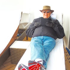 Private deck on cruise ship. He loved to read.