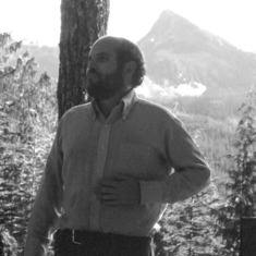 Wendell Wood 1984-09 at Dinah-mo Peak (over his shoulder) naming ceremony
