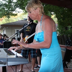 Playing keyboards for the song All Summer Long with Jim Green at our annual summer bash party