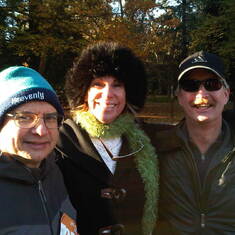 with two of her many boyfriends Don and Dave on Thankgiving Day at the Walk to Feed the Hungry fundraiser