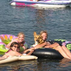 Floating in Lake Almanor with Christina, Renee Lenthe and Jack (Deb and Rich's Dog)