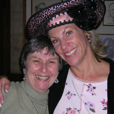 with her Aunt Joan at her Mom's funeral