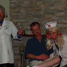 Dave's 50th birthday party got a visit from Dr. Oldenfarten and Nurse Freebush