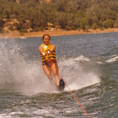 Wendy skiing at Folsom Lake, Granite Bay, CA, summer 1981