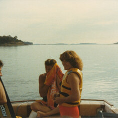 Wendy getting ready for a ski run. Doug Vient (l) and brother Dan. Summer 1981, Folsom Lake, Granite Bay