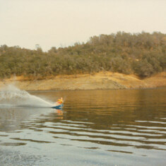 Wendy shredding on Folsom Lake! Brother Dan and Ken Smyth. Summer 1981. Granite Bay, CA 