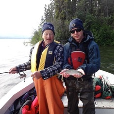 Werner helped out Patrick on a 'work' trip on Tagish Lake -2014