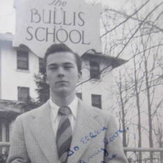 Photo of 18 year old Wesley in front of The Bullis Prep School, with scribed note on back