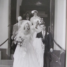 Wesley and Ellen exiting the church after their wedding, September 1952.