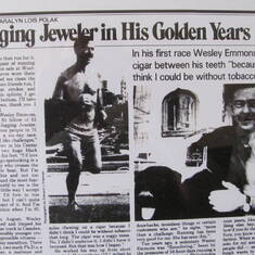 Newspaper article written by Sarakay Smullens about the “Jogging Jeweler” in 1997.