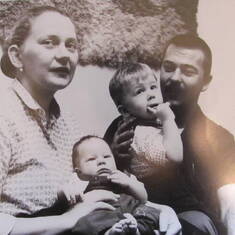 Wesley, Ellen, Hoyt (1 ½ months old), and Wesley III (2 years old) in November of 1961.