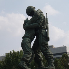 Statue at the Korean War memorial in Seoul S Korea, titled 'Little Brother.'