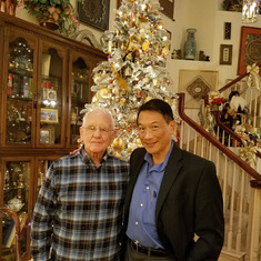 Billy & Henry in front of Billy's tree
