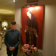 Billy at home with one of his art collection pieces