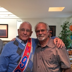 Bill's 90th Birthday with dear "son" Tim