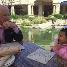 Lunch at Blackhawk Grille in 2014 with Isabel Grace. Uncle Willie chose the restaurant so Izzy could see the ducks