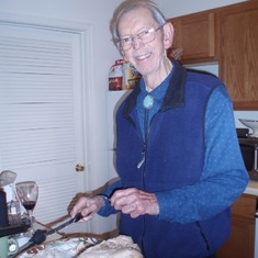Dad carving the turkey