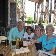 Loki and Aunty Melissa having lunch with Nana and Papa.