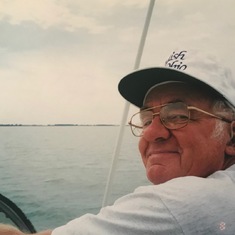 Dad in his happy place...on the water in a boat.
