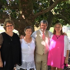 Celebrating Codys wedding with sister Daphne and Mom Peggy