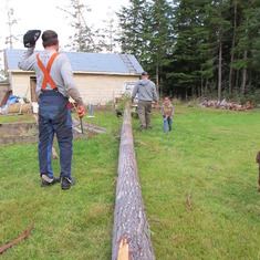 Pacing off the cedar pole.
