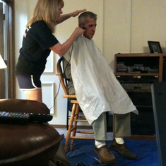 Dad and Diana -- he loved haircuts!