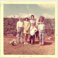 Stan- Ann- Helen- Kirk in front of Helen-Montine & baby Joe- Crestlawn- Jack  Hall -Easter 1969