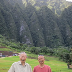 Dad and Yuki at our mom's resting place on Oahu, Dec. 2014