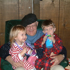 Grandpa with Will & Mimi, Christmas 2003