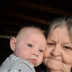 Me and our 1st great-grandson Xavier 
