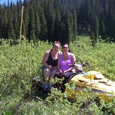 Tiff and Bri with the abandoned sled
