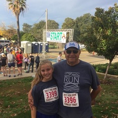 Bill and granddaughter Averie running the Turkey trot