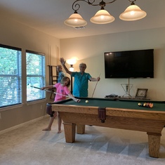 Always ready for a game of pool~ he taught his granddaughters the art of pool “sharking”
