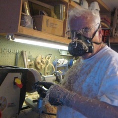 Bill creating in his workshop