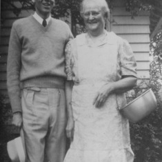 Great Grandma Lulu with little Billy now Young Bill in Dental school.  Lulu lived in Berrien Springs, Michigan.  She and husband William Ford Trinkner for the most part raised little Billy through the Great Depression.  They were poor farmers and even tho