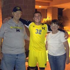 Papa, Grandma and Nick at USF/ Michigan  soccer game in Tampa, Florida