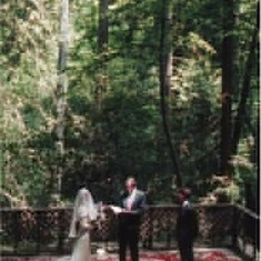 Wilson marrying Saraleah & Marshall Fordyce under the redwoods in 2003